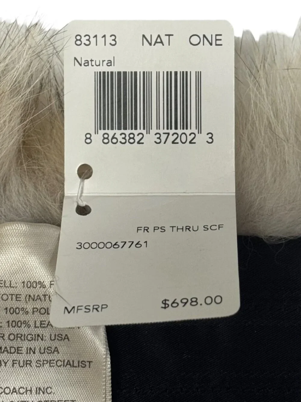 🦊 Coach Real Coyote Fur Scarf Natural Brown With Black Lining Brand New $698 🏷